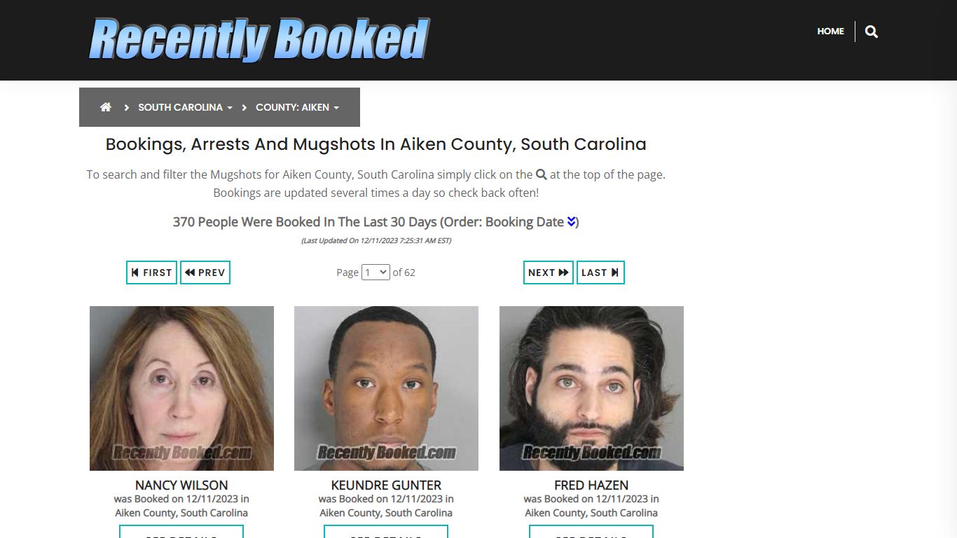 Bookings, Arrests and Mugshots in Aiken County, South Carolina